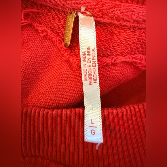 Free People Trish Red Balloon Arm Oversized Sweatshirt - Picture 5 of 9